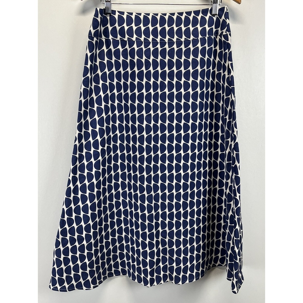 Lino USA Linen Blend Midi Maxi Skirt Sz Small Womens Blue White Beach Coastal